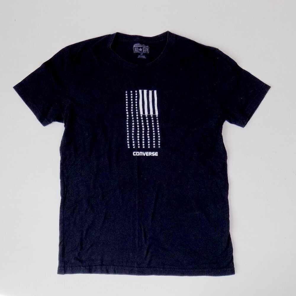 converse logo graphic tee stars flag classic black - Picture 3 of 5